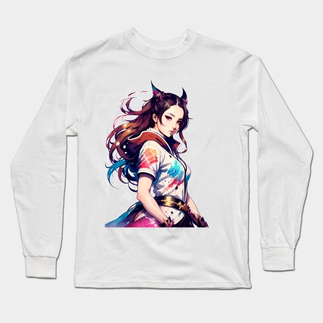 Demon Female Cute Anime Style Long Sleeve T-Shirt by InfinitelyPink